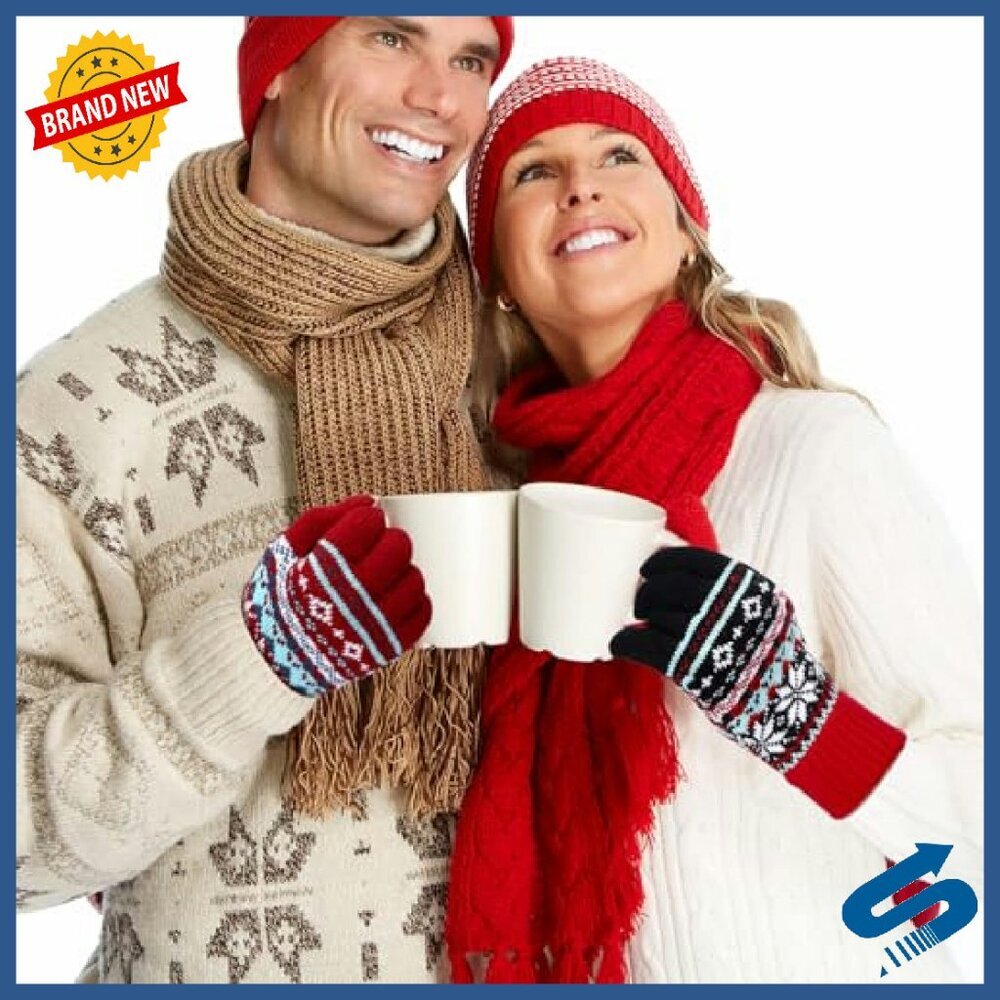 Warm Knit Winter Gloves Unisex Cold Weather Everyday Thick Lined - Picture 6 of 8